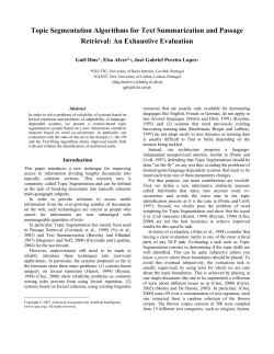 Topic Segmentation Algorithms for Text Summarization and