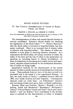 BLOOD IODINE STUDIES The interdependence of iodine and