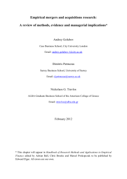 Empirical mergers and acquisitions research: A review of methods