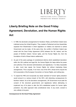 Liberty Briefing Note on the Good Friday Agreement, Devolution
