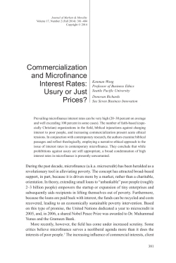 Commercialization and Microfinance Interest Rates: Usury or Just