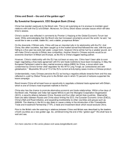 China and Brexit &ndash; the end of the golden age