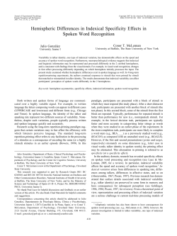 Hemispheric Differences in Indexical Specificity Effects in