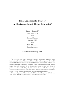 Does Anonymity Matter in Electronic Limit Order Markets?