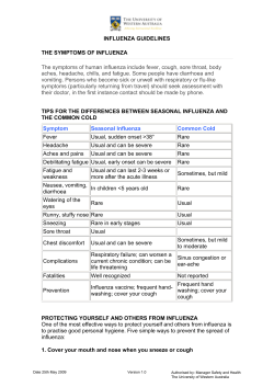INFLUENZA GUIDELINES THE SYMPTOMS OF INFLUENZA