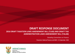 2016 Draft Taxation Laws Amendment Bill (TLAB)