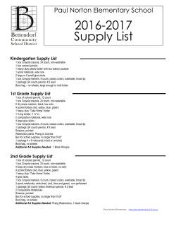 2016-2017 Supply List - Paul Norton Elementary