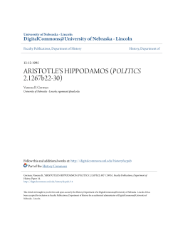 ARISTOTLE`S HIPPODAMOS - DigitalCommons@University of