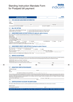 Standing Instruction Mandate Form for Postpaid bill payment