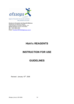HbA1c reagents/instruction for use
