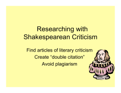 Researching with Shakespearean Criticism