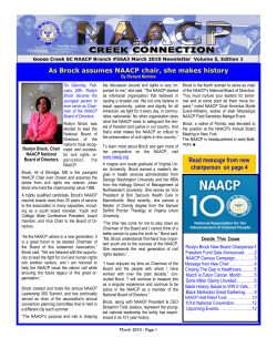 Read message from new chairperson on page 4 As Brock assumes