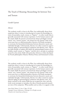 The Touch of Meaning: Researching Art between Text and Texture