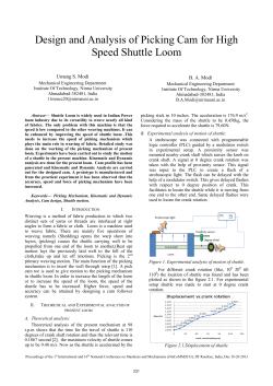 Design and Analysis of Picking Cam for High Speed Shuttle Loom