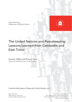 The United Nations and Peacekeeping: Lessons Learned