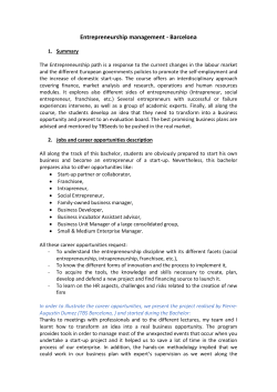 the course outline Entrepreneurship