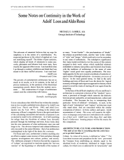 Some Notes on Continuity in the Work of Adolf Loos andAldo Rossi