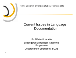 Current Issues in Language Documentation