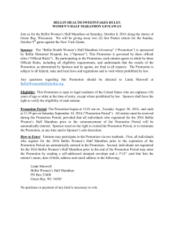 BELLIN HEALTH SWEEPSTAKES RULES