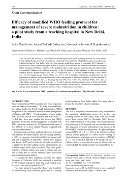 Efficacy of modified WHO feeding protocol for management of