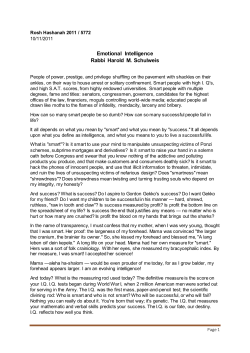 Emotional Intelligence Rabbi Harold M. Schulweis