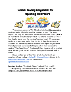 Summer Reading Assignments for Upcoming 3rd Graders