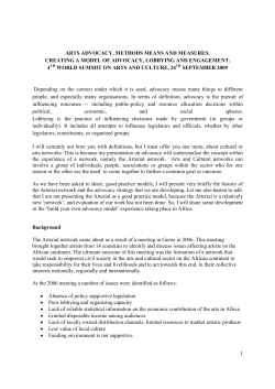 1 ARTS ADVOCACY, METHODS MEANS AND MEASURES