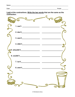 Contractions Using Not