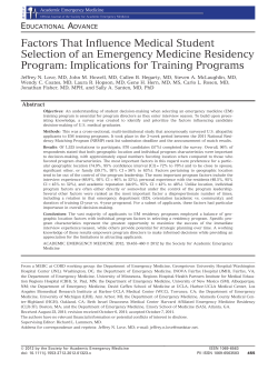 Factors That Influence Medical Student Selection of an Emergency