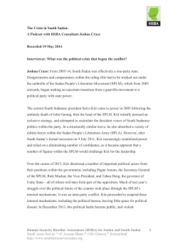 The Crisis in South Sudan: A Podcast with HSBA