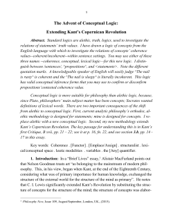 The Advent of Conceptual Logic: Extending Kant`s Copernican