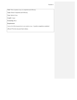 Perfect competition and efficiency: Opinion Essay