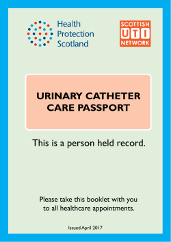 URINARY CATHETER CARE PASSPORT This is a person held