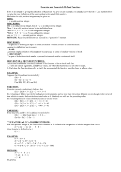 Recursion and Recursively Defined Functions First of all instead of