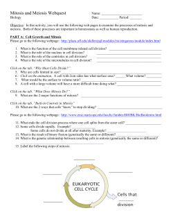 Mitosis and Meiosis Webquest - Campbell Hall Online Learning
