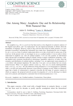 One Among Many: Anaphoric One and Its