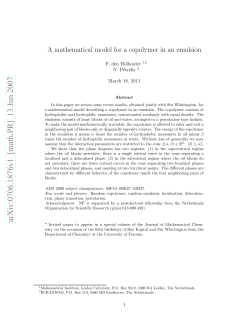 A mathematical model for a copolymer in an emulsion