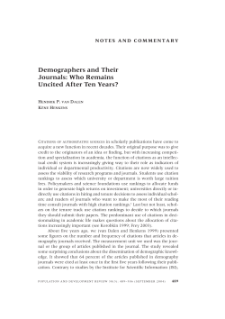 Demographers and Their Journals: Who Remains Uncited