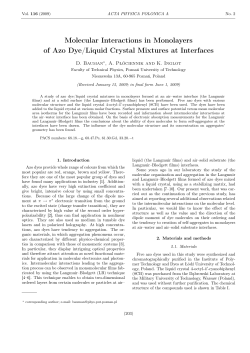 Molecular Interactions in Monolayers of Azo Dye/Liquid Crystal