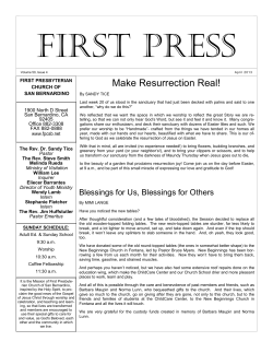 April 2013 - First Presbyterian Church San Bernardino