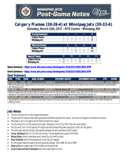 Post-Game Report - Winnipeg Jets