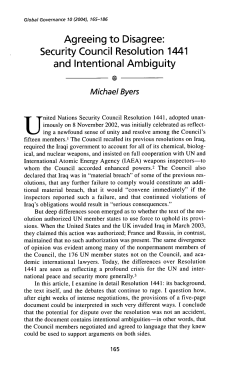 Agreeing to Disagree: Security Council Resolution 1441 and