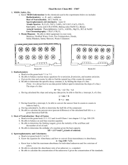 Final Review Chem 002 &ndash; FS07 y = mx + b b = y &ndash; mx