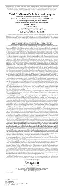 Mobile TeleSystems Public Joint Stock Company