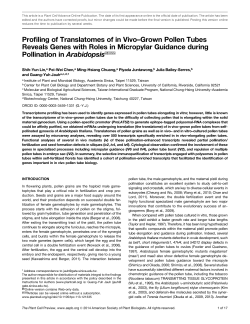 Profiling of Translatomes of in Vivo&ndash;Grown Pollen