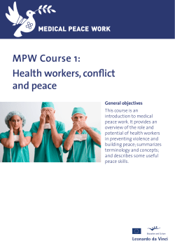 MPW Course 1: Health workers, conflict and peace
