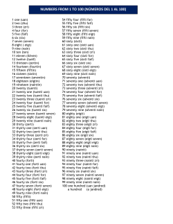 numbers from 1 to 100 (n&uacute;meros del 1 al 100)