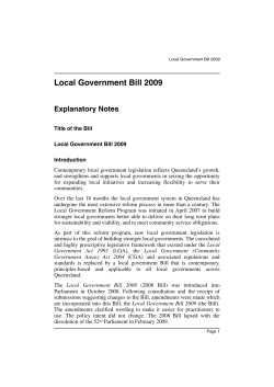 Local Government Bill 2009 Explanatory Note
