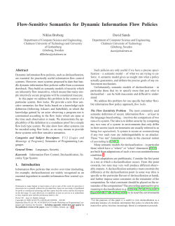 Flow-Sensitive Semantics for Dynamic Information Flow Policies