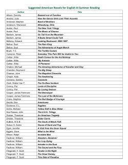 Suggested American Novels for English III Summer Reading